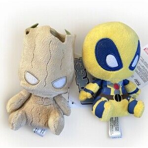 Groot & Deadpool Yellow 2015 Funko Mopeez Disney Marvel Mini Plush Toy Set Of‎ 2